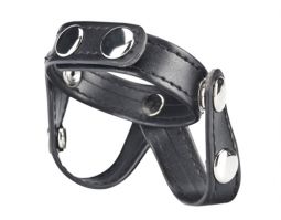 V-STYLE COCK RING WITH BALL DIVIDER - BLACK