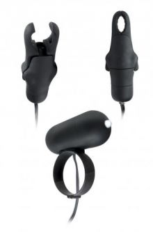 Vibrating Cockring With Nipple Clamps