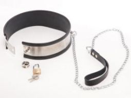 Steel Band Collar With Leash